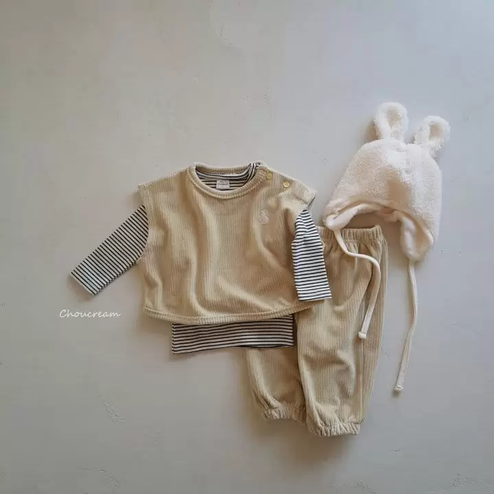Choucream - Korean Baby Fashion - #babylifestyle - Veloure Vest Top Bottom et - 8