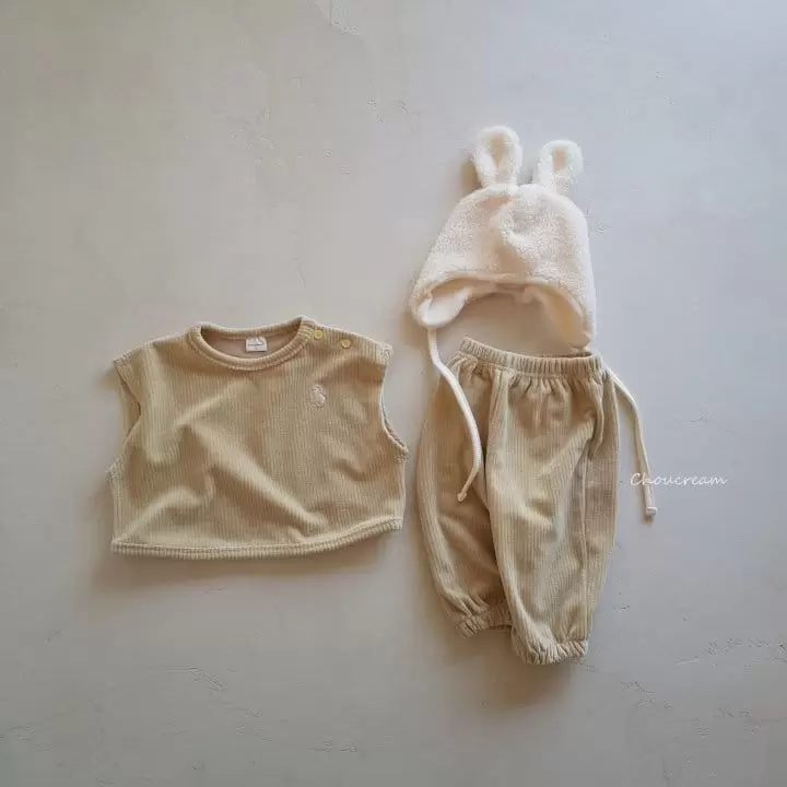 Choucream - Korean Baby Fashion - #babyootd - Veloure Vest Top Bottom et - 10