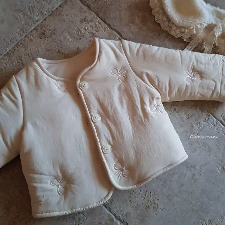 Choucream - Korean Baby Fashion - #babyootd - Ribbon Embroider Padding Jacket - 8