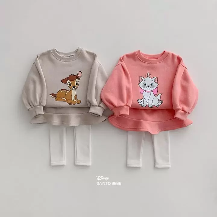 Dsaint - Korean Children Fashion - #discoveringself - Pose Ani Skirt Leggings Fleece Top Bottom Set