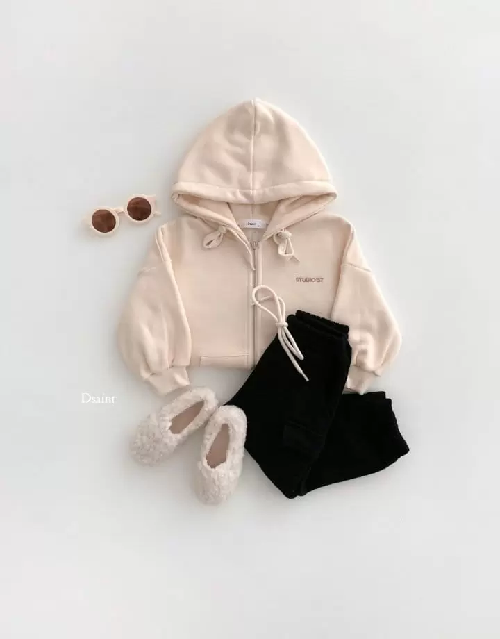 Dsaint - Korean Children Fashion - #kidsshorts - Hoody Zip-Up Top Bottom Set - 3