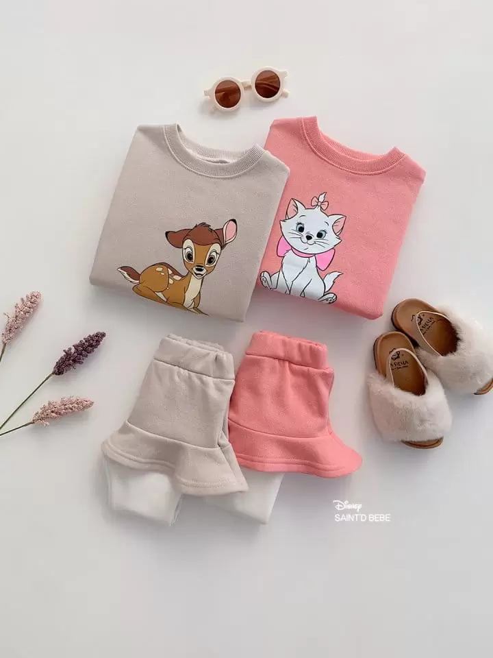 Dsaint - Korean Children Fashion - #kidsshorts - Pose Ani Skirt Leggings Fleece Top Bottom Set - 3