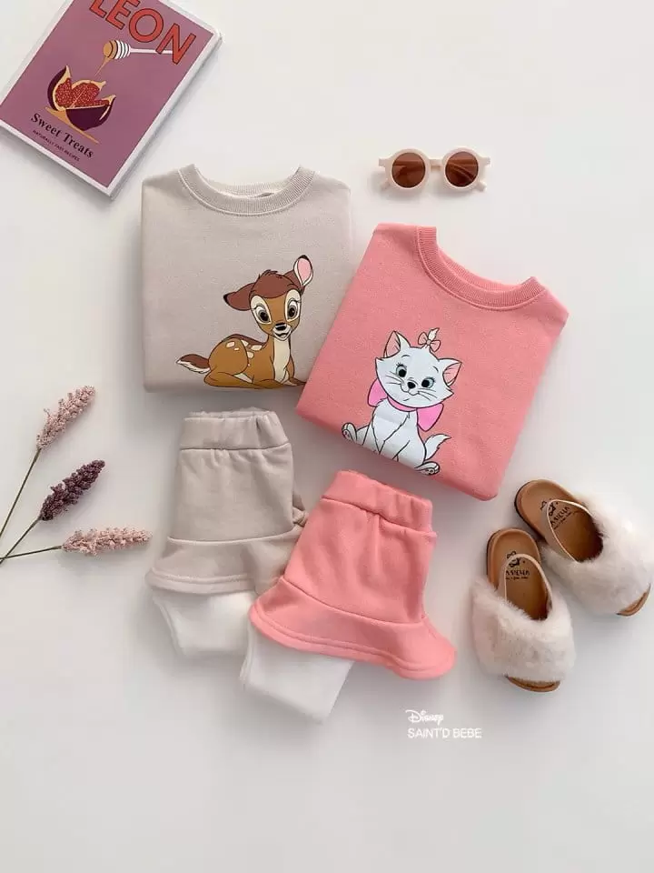 Dsaint - Korean Children Fashion - #kidsshorts - Pose Ani Skirt Leggings Fleece Top Bottom Set - 4