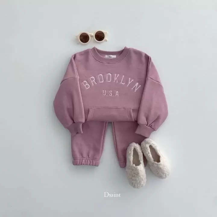 Dsaint - Korean Children Fashion - #Kfashion4kids - Pigment USA Fleece Top Bottom Set - 4