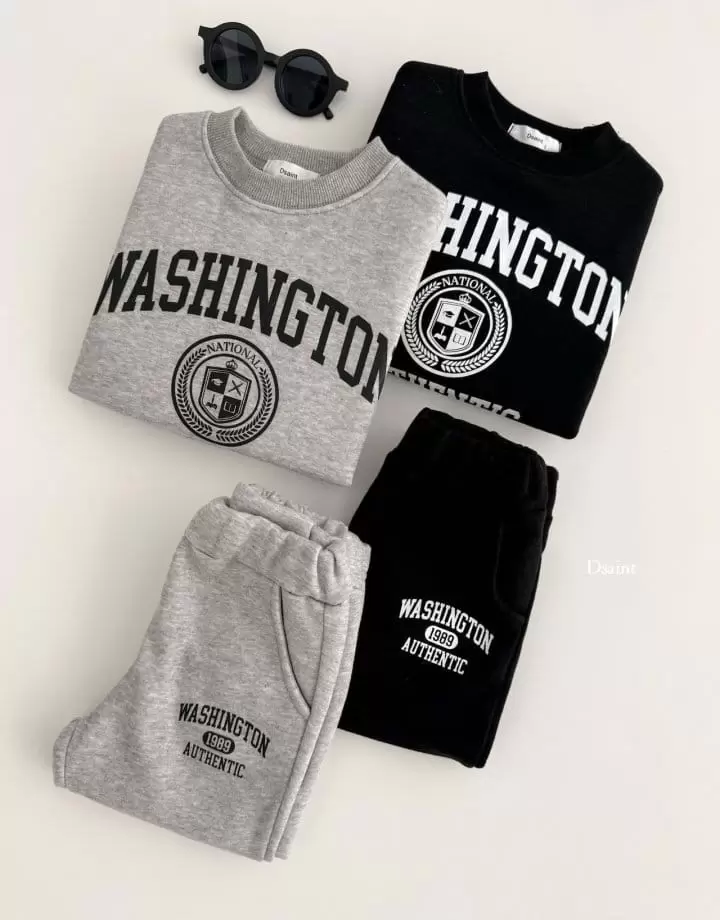 Dsaint - Korean Children Fashion - #todddlerfashion - Washington Jogger Top Bottom Set - 3