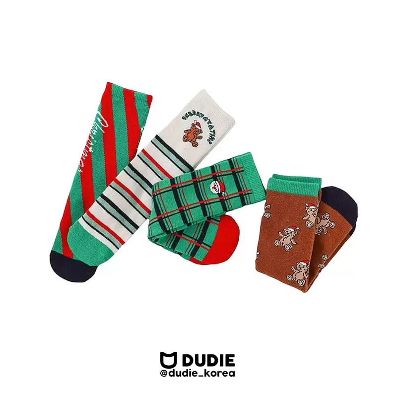Dudie - Korean Children Fashion - #kidzfashiontrend - Merry Santa Socks Set