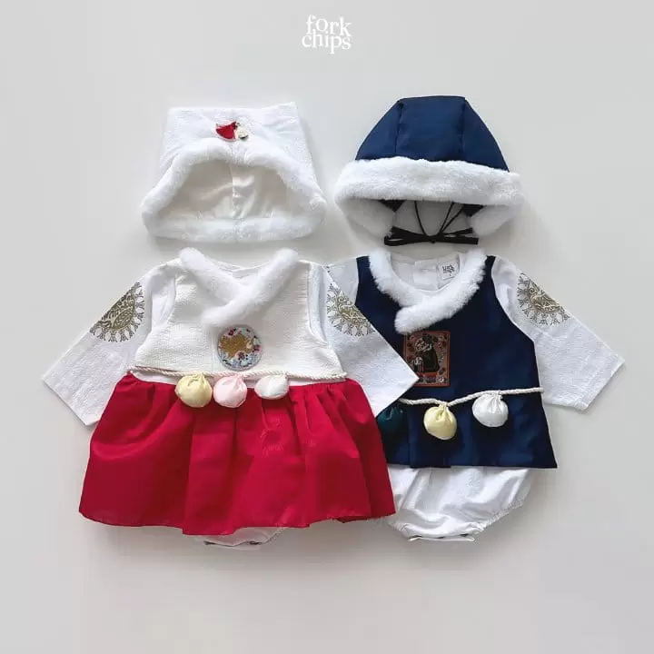 Fork Chips - Korean Baby Fashion - #babywear - New Year's Dress Gonji Bonnet  - 7