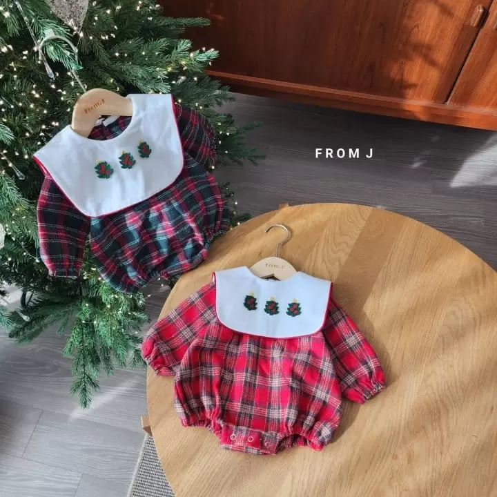 From J - Korean Baby Fashion - #babywear - Check Christmas Body Suit - 5