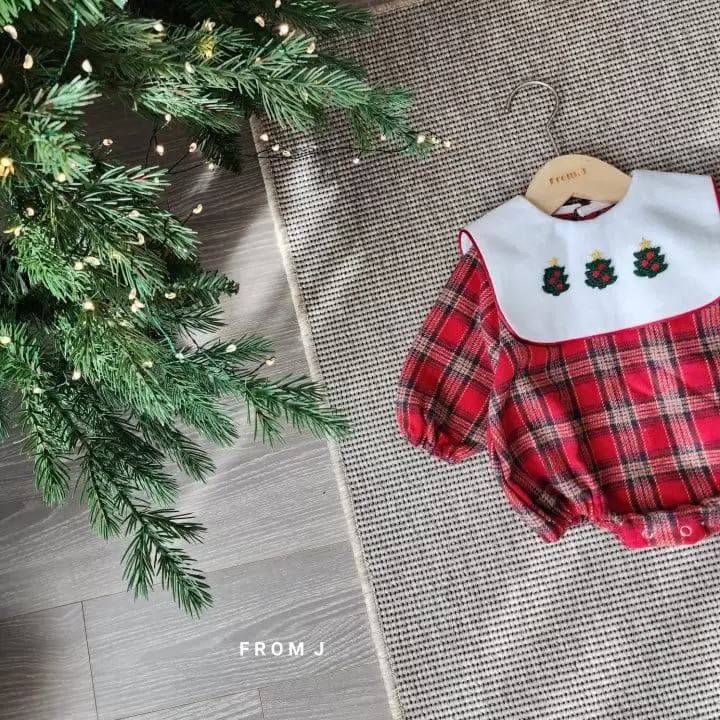 From J - Korean Baby Fashion - #onlinebabyshop - Check Christmas Body Suit - 7