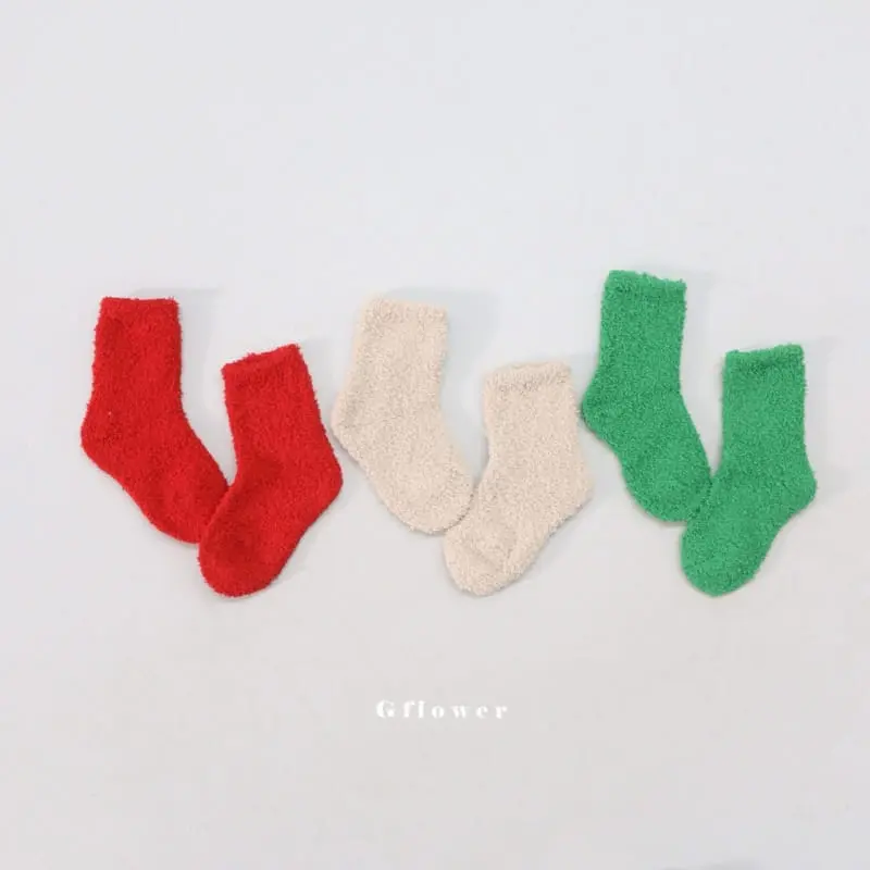 G Flower - Korean Baby Fashion - #babyoninstagram - Sleep Christmas Pink Socks Set - 4
