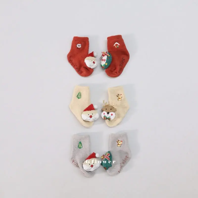 G Flower - Korean Baby Fashion - #babyoutfit - Baby Christmas Socks - 2