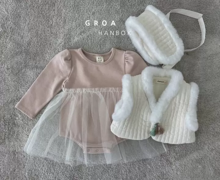 Groa - Korean Baby Fashion - #babyboutiqueclothing - Bebe Girl Hanbok Body Sha Suit Vest Set - 9