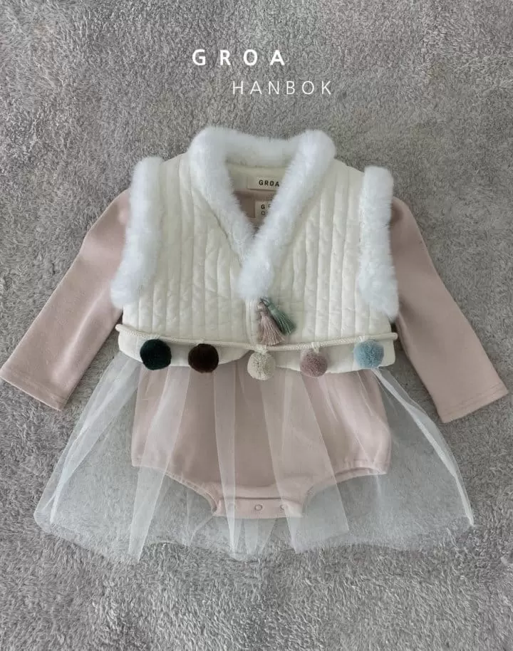 Groa - Korean Baby Fashion - #babyclothing - Bebe Girl Hanbok Body Sha Suit Vest Set - 10