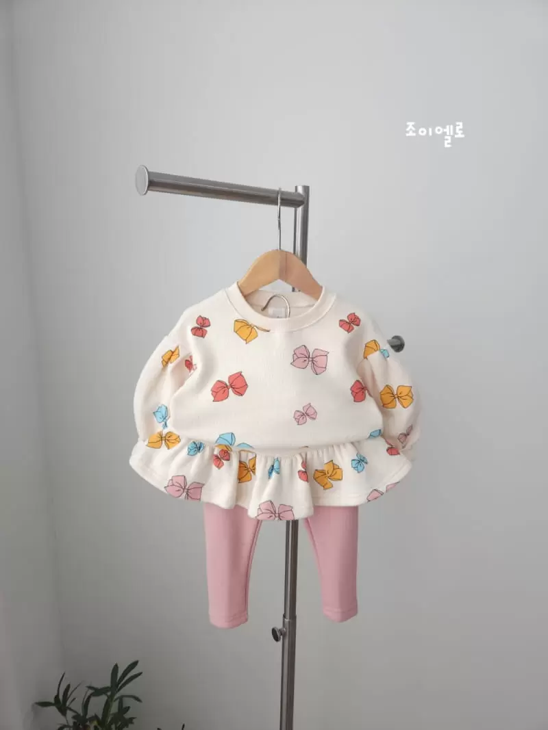 Joy ello - Korean Children Fashion - #kidsstore - Ribbon Skirt Leggings Top Bottom Set - 2
