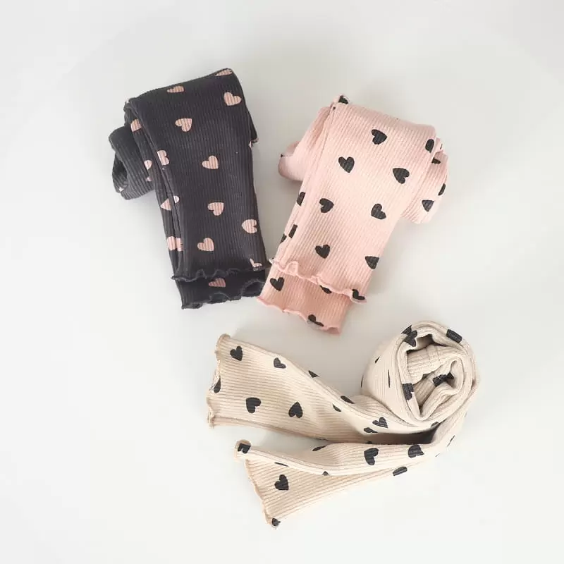 Kingboy - Korean Children Fashion - #designkidswear - Rib Fleece Heart Leggings - 7