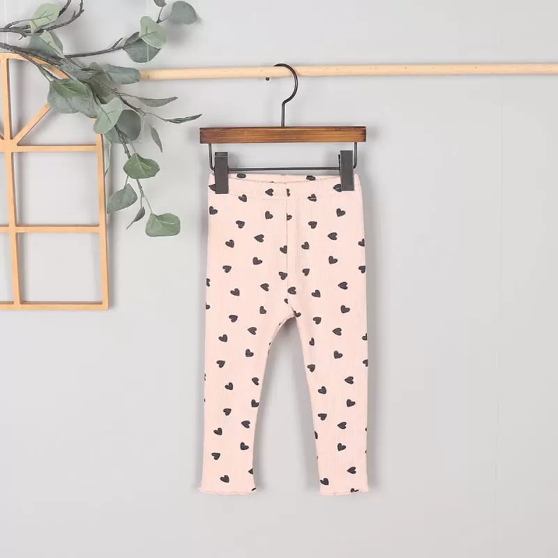 Kingboy - Korean Children Fashion - #discoveringself - Rib Fleece Heart Leggings - 8