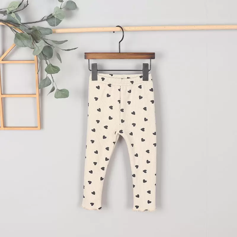 Kingboy - Korean Children Fashion - #fashionkids - Rib Fleece Heart Leggings - 9