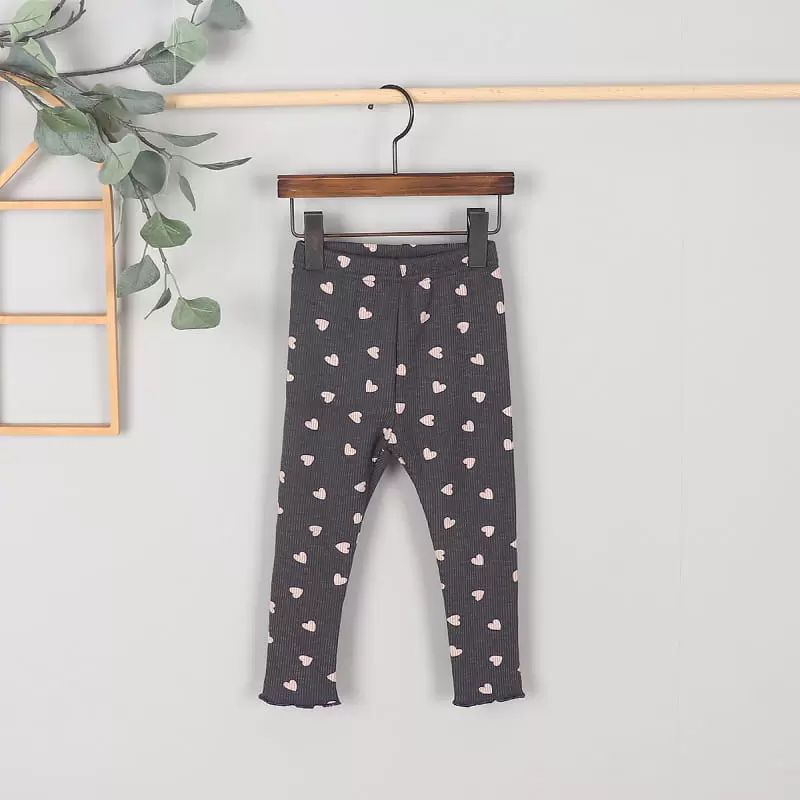 Kingboy - Korean Children Fashion - #kidsstore - Rib Fleece Heart Leggings - 11