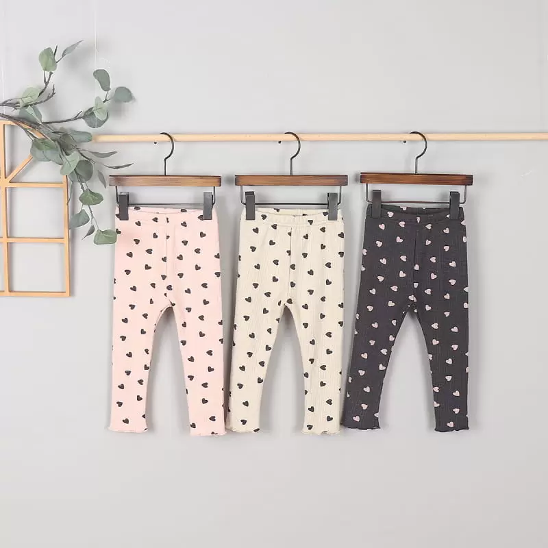 Kingboy - Korean Children Fashion - #prettylittlegirls - Rib Fleece Heart Leggings