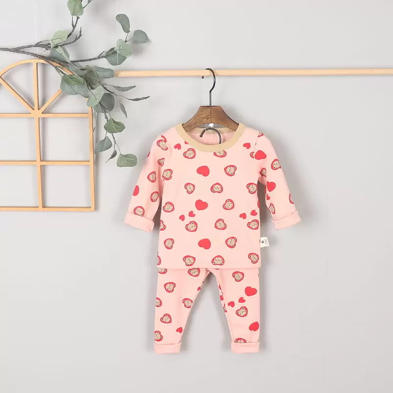 Kingboy - Korean Children Fashion - #stylishchildhood - Heart Bear Easy Wear Top Bottom Set - 5