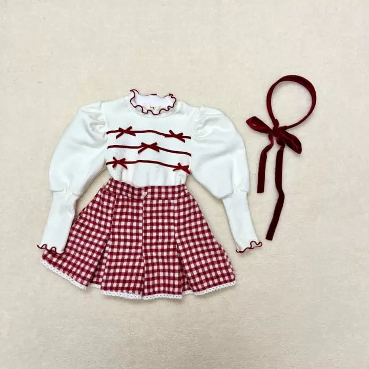 Lago - Korean Children Fashion - #Kfashion4kids - Velvet Ribbon Puff Tee - 9