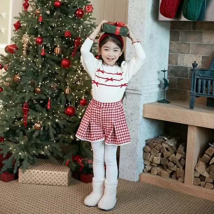 Lago - Korean Children Fashion - #childrensboutique - Velvet Ribbon Puff Tee - 2