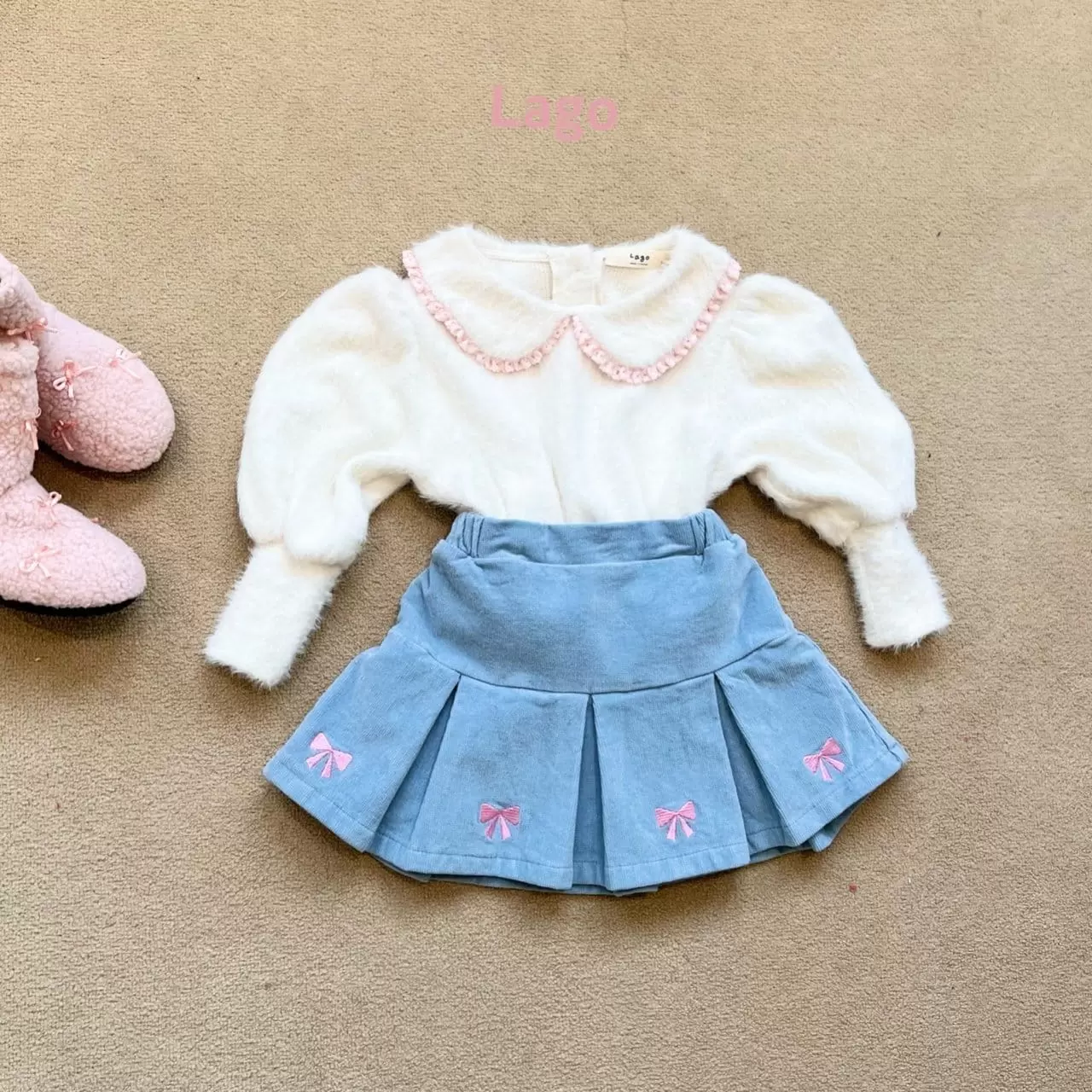 Lago - Korean Children Fashion - #designkidswear - Mink Collar Puff Tee - 4