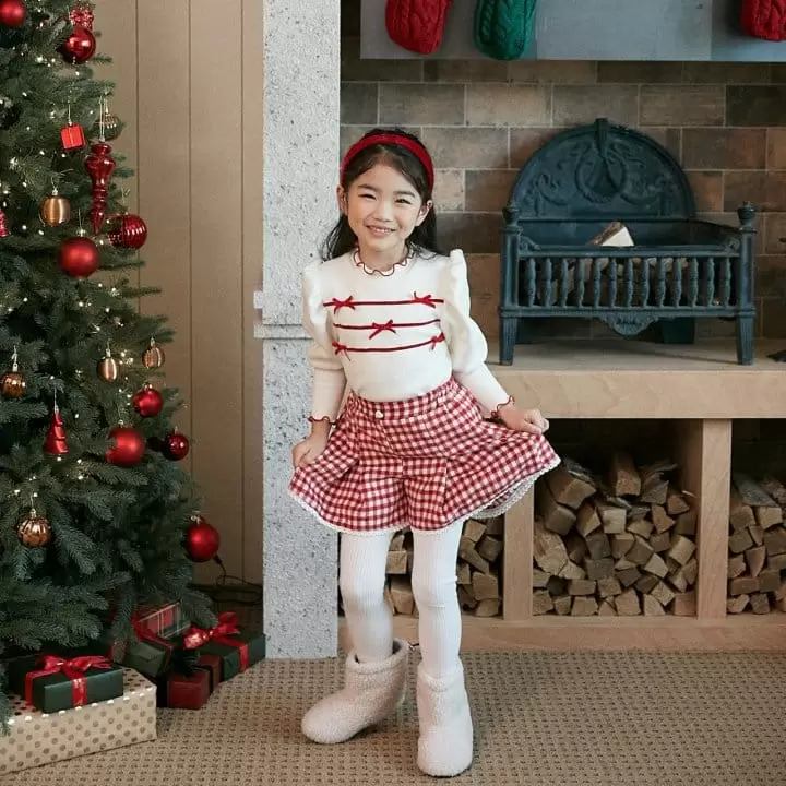 Lago - Korean Children Fashion - #kidsshorts - Check Pleated Skirt Pants