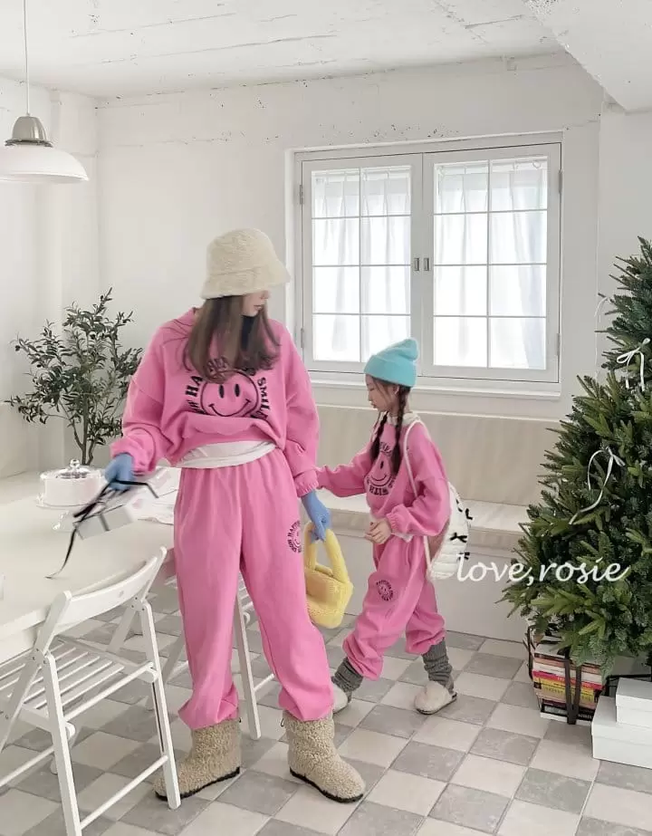 Love Rosie - Korean Children Fashion - #designkidswear - Smile Fleece Top Bottom Set With Mom - 9
