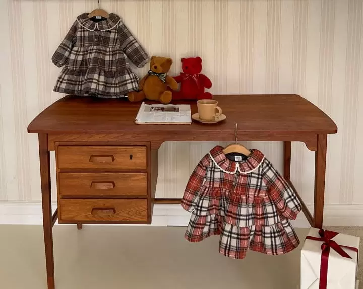 Moncher Chouchou - Korean Children Fashion - #minifashionista - Biella Check One-Piece - 2