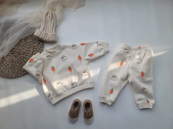 Moran - Korean Children Fashion - #stylishchildhood - Carrot Balloon Top Bottom Set - 2
