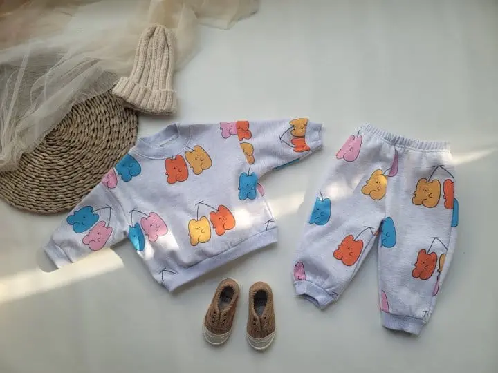 Moran - Korean Children Fashion - #stylishchildhood - Cherry Bear Top Bottom Set