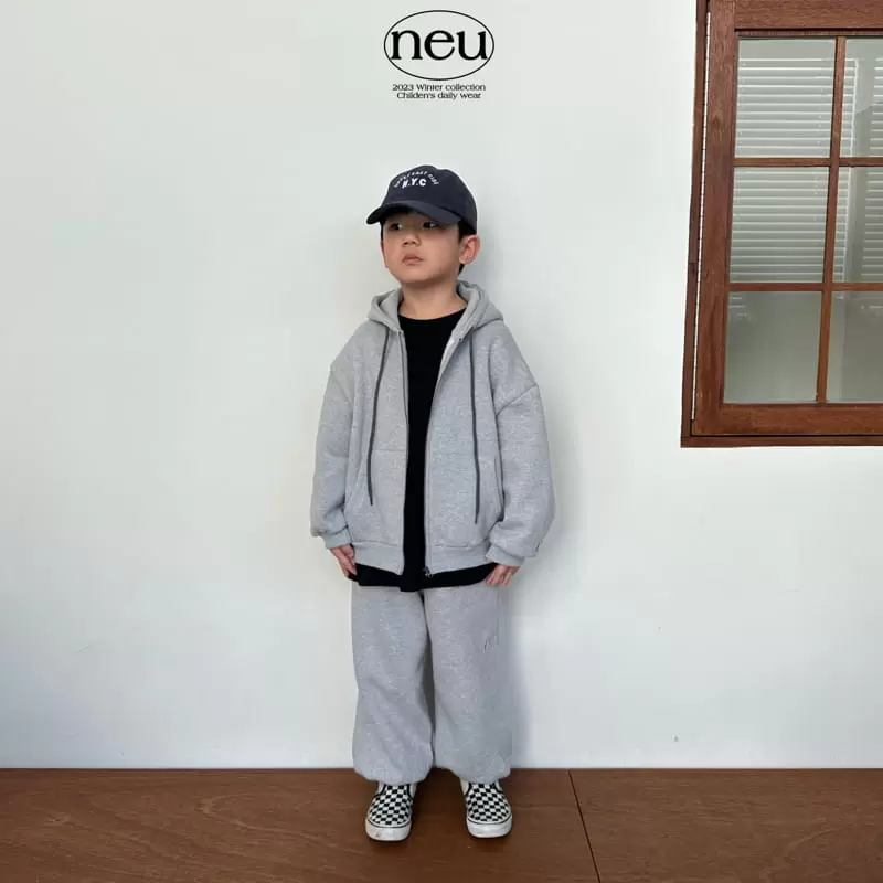 Neu - Korean Children Fashion - #littlefashionista - N Embroider Hoody Zip-Up