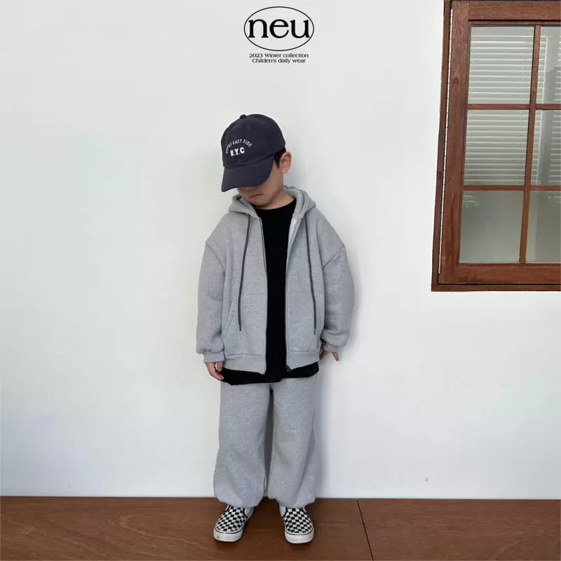 Neu - Korean Children Fashion - #magicofchildhood - N Embroider Hoody Zip-Up - 2