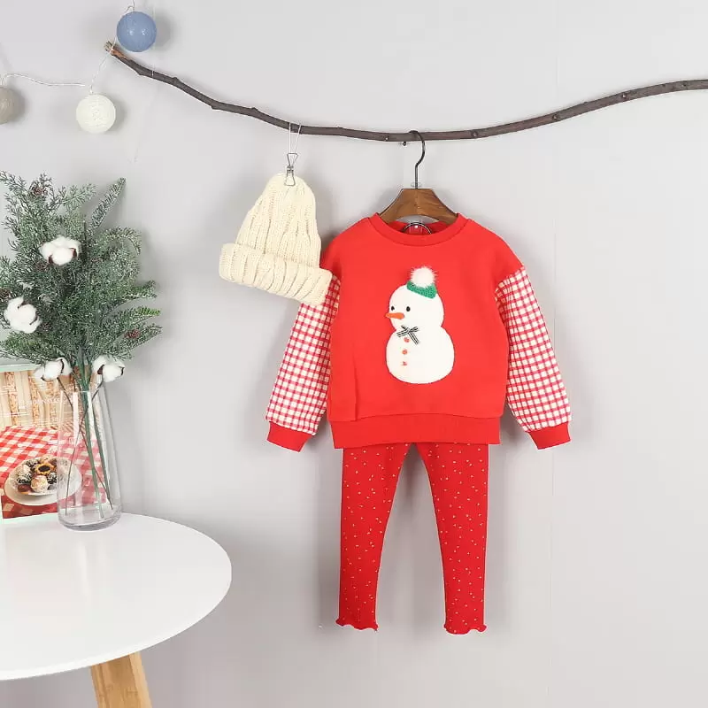 New Pierrot - Korean Children Fashion - #childofig - Snowman Fleece Tee - 7