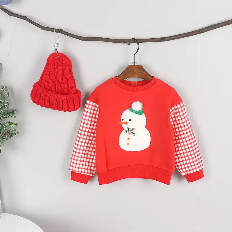 New Pierrot - Korean Children Fashion - #childrensboutique - Snowman Fleece Tee - 8