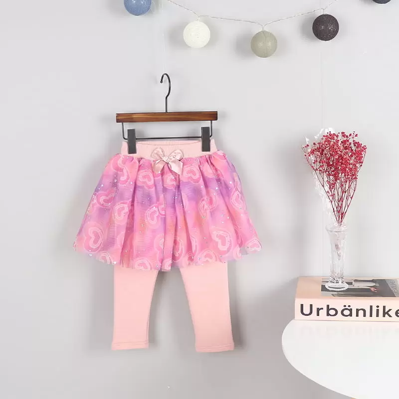 New Pierrot - Korean Children Fashion - #designkidswear - Heart Twinkle Fleece Skirt Leggings