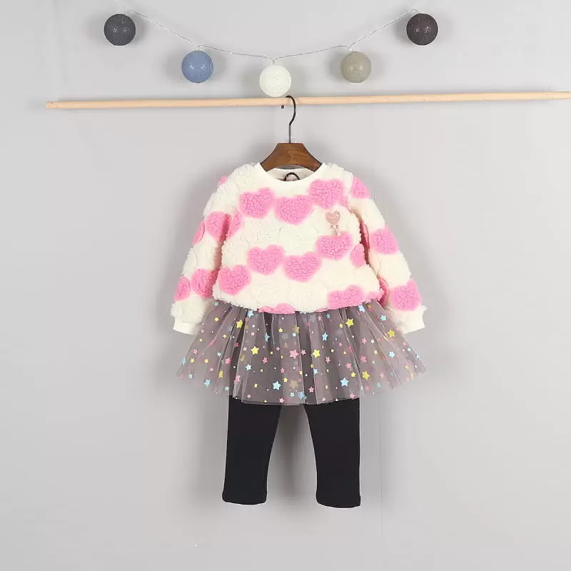New Pierrot - Korean Children Fashion - #discoveringself - Pastel Star Fleece Skirt Leggings - 6