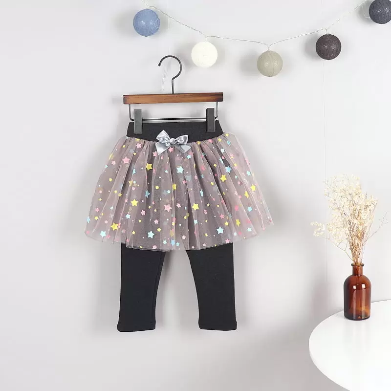 New Pierrot - Korean Children Fashion - #kidsshorts - Pastel Star Fleece Skirt Leggings - 8