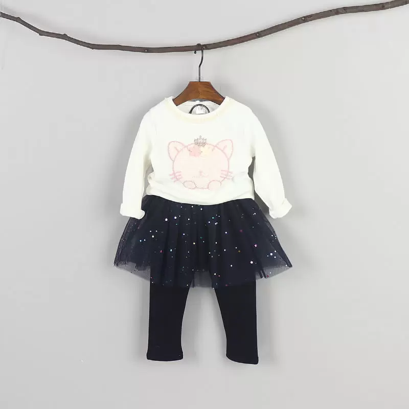 New Pierrot - Korean Children Fashion - #littlefashionista - Twinkle Star Fleece Skirt Leggings - 9
