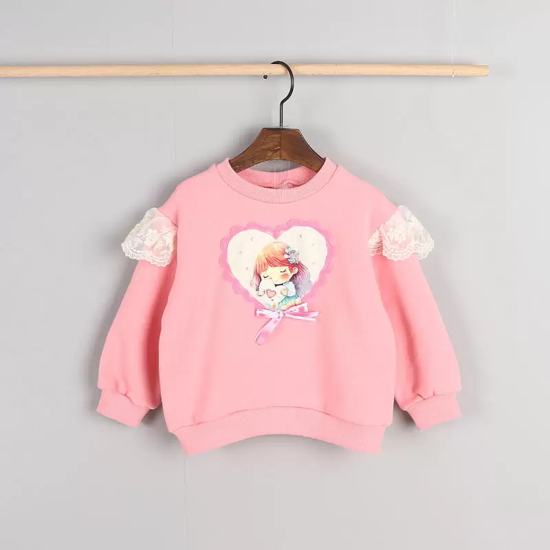 New Pierrot - Korean Children Fashion - #magicofchildhood - Heart Girl Fleece Sweatshirt - 7