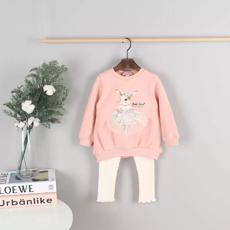 New Pierrot - Korean Children Fashion - #magicofchildhood - Rabbit Fleece Long Tee - 6