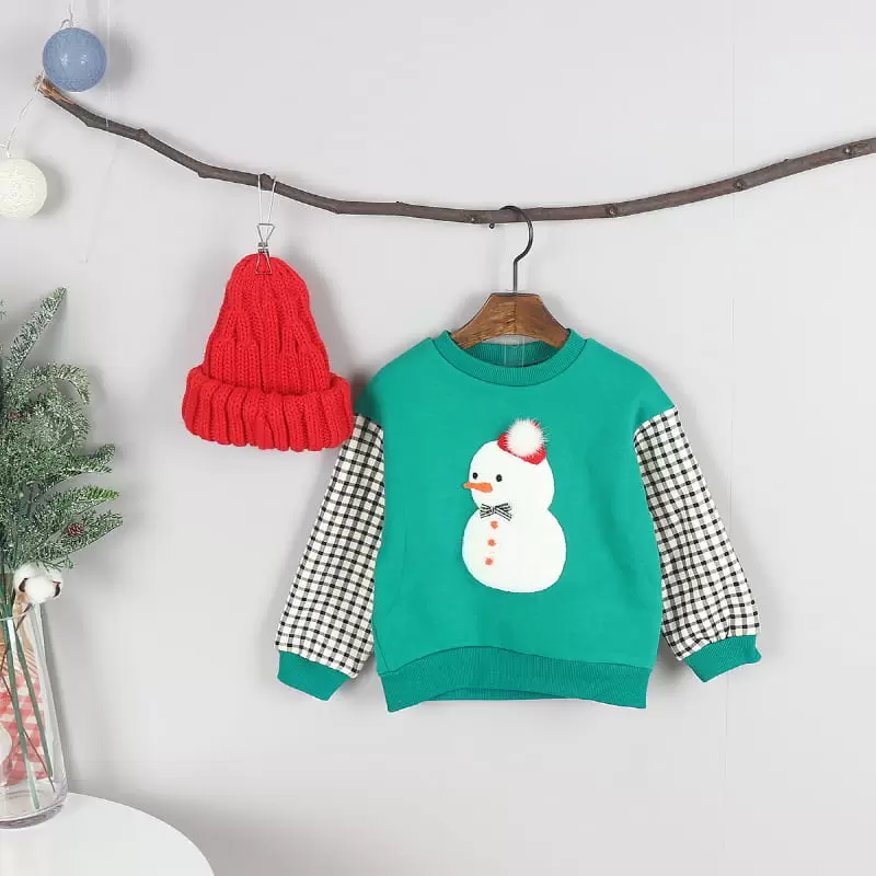 New Pierrot - Korean Children Fashion - #magicofchildhood - Snowman Fleece Tee - 3