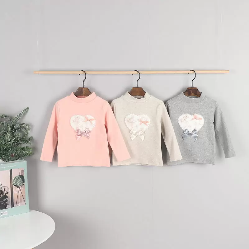 New Pierrot - Korean Children Fashion - #toddlerclothing - Heart Half Turtleneck Tee