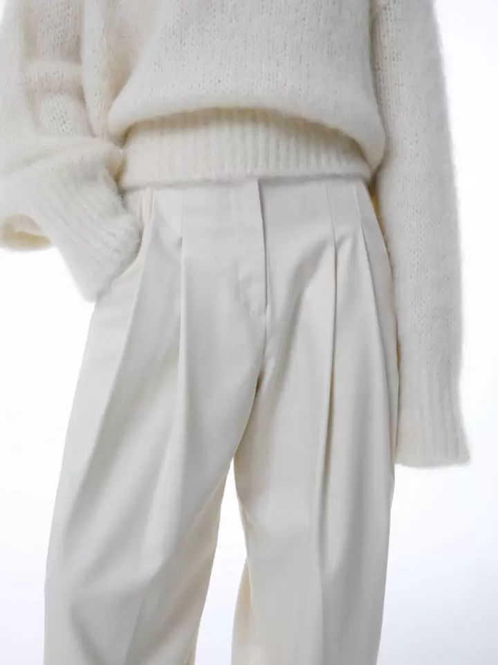 Paper Moon - Korean Women Fashion - #momslook - soft touch pin tuck wide trousers - 2