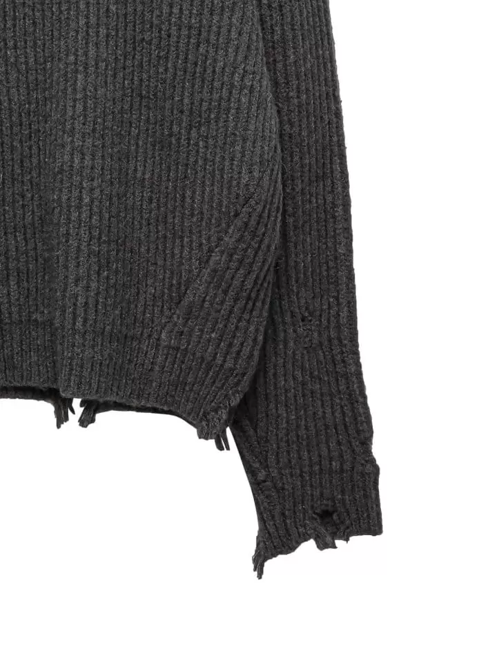 Paper Moon - Korean Women Fashion - #momslook - alpaca blend wool chunky oversized distressed turltleneck knit - 3
