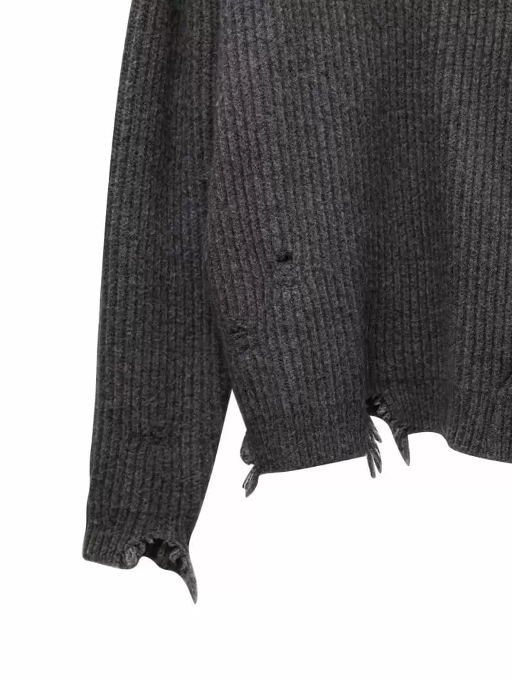 Paper Moon - Korean Women Fashion - #momslook - alpaca blend wool chunky oversized distressed turltleneck knit - 7