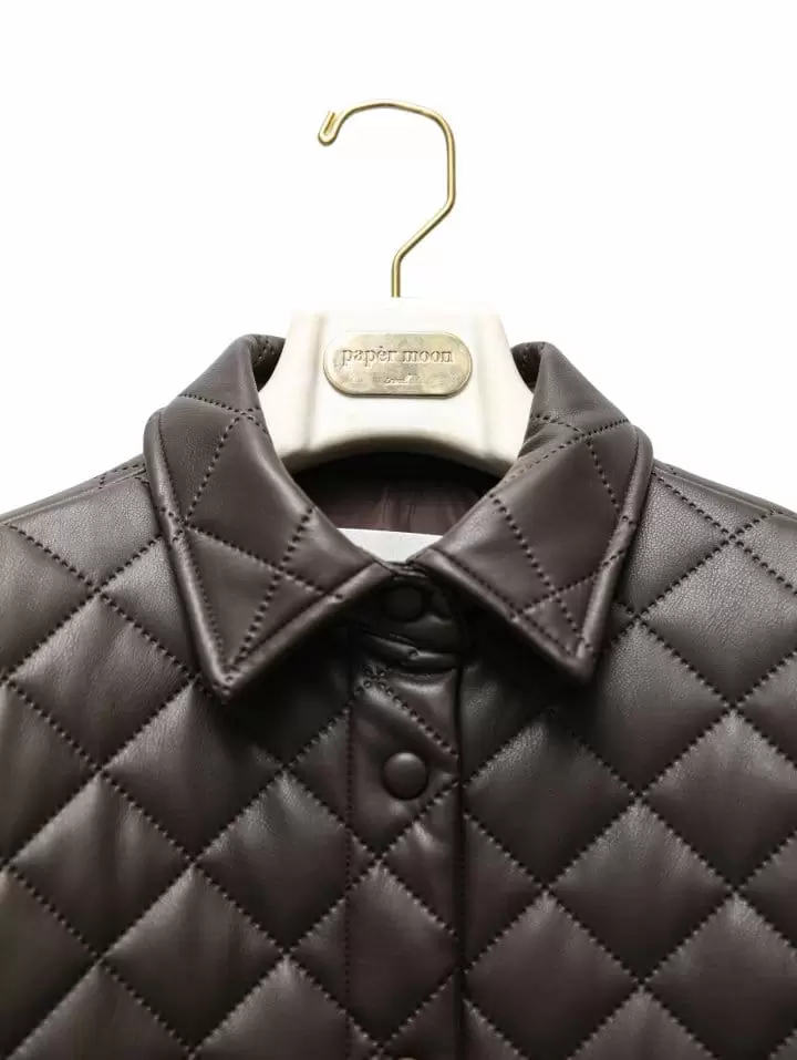 Paper Moon - Korean Women Fashion - #momslook - oversized vegan leather quilted shirt jacket - 8
