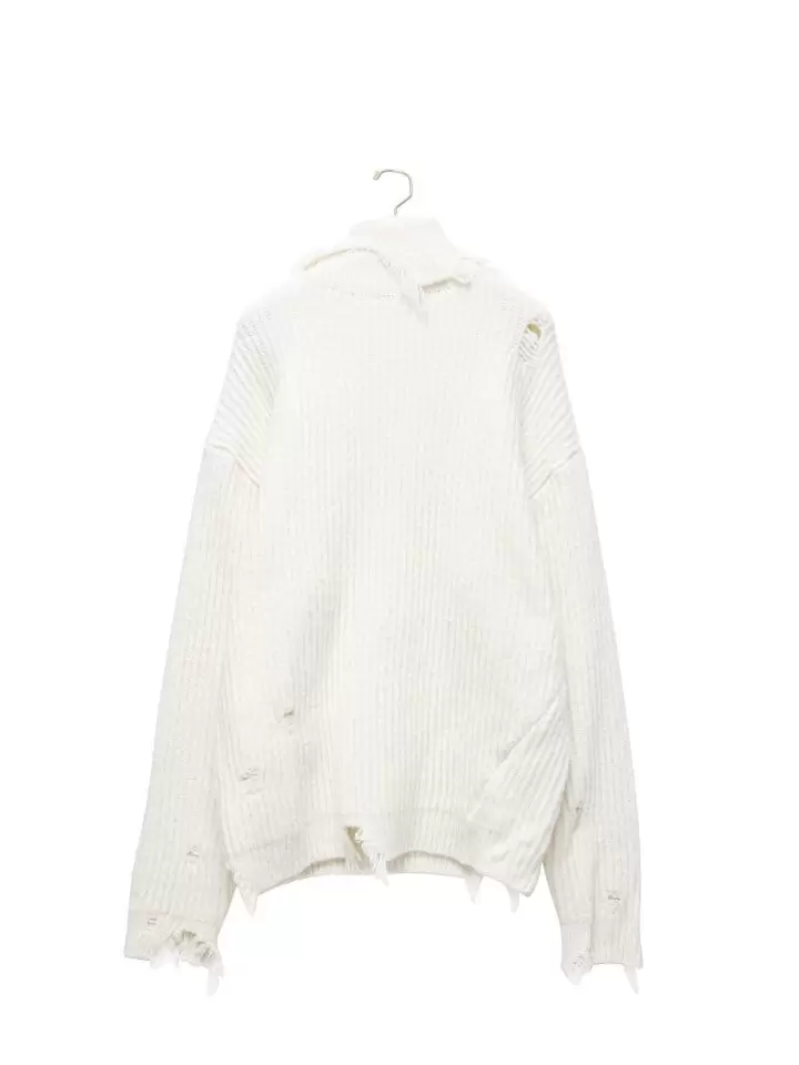 Paper Moon - Korean Women Fashion - #momslook - alpaca blend wool chunky oversized distressed turltleneck knit - 6