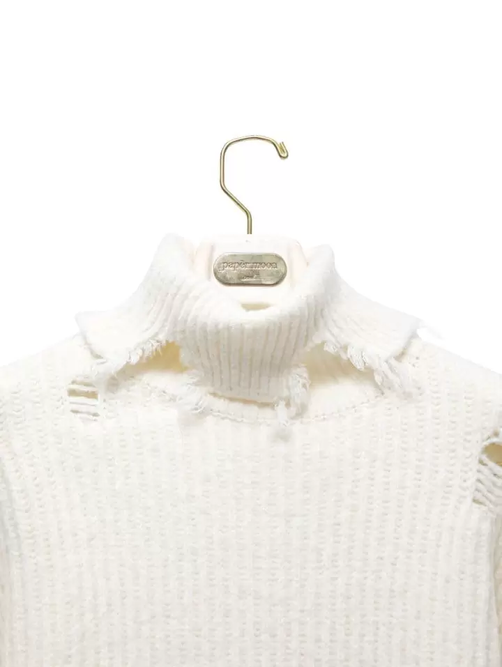 Paper Moon - Korean Women Fashion - #momslook - alpaca blend wool chunky oversized distressed turltleneck knit - 7